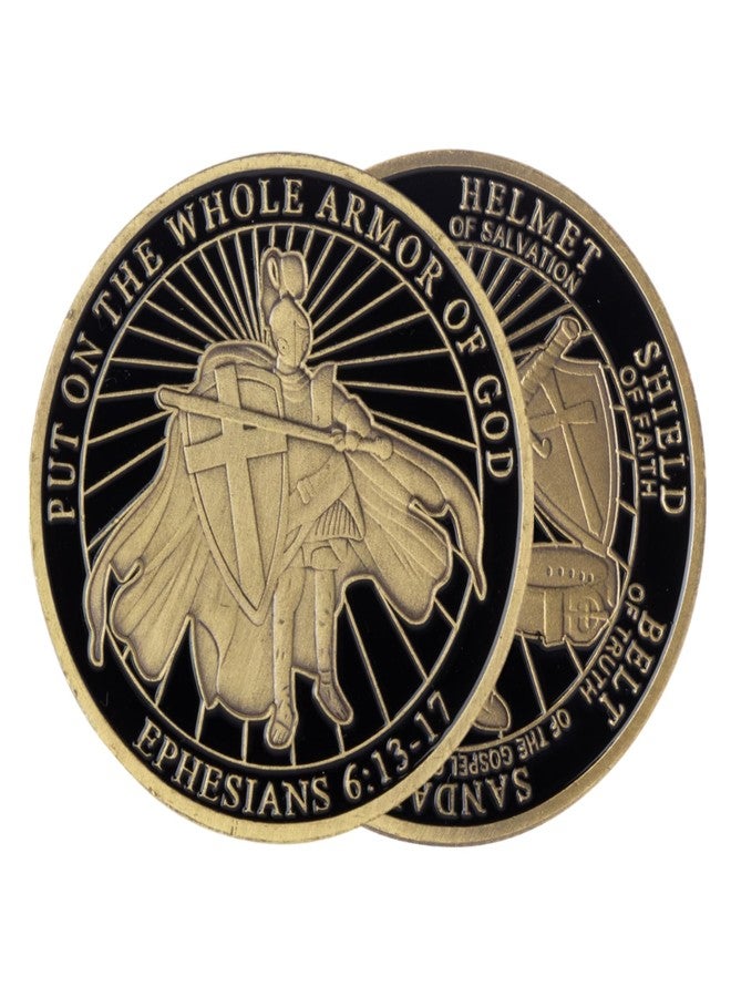 Artisan Owl Challenge Coin - Put on The Whole Armor of God | Ephesians 6:13-17 - Collectible Commemorative Coin - Metal Coin Gift for Christians - 40x3mm, BlackSilver - Image 1